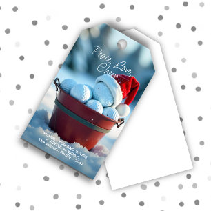 Etiqueta Para Presente Balde de Bola de Golfe de Natal Vermelho Neve