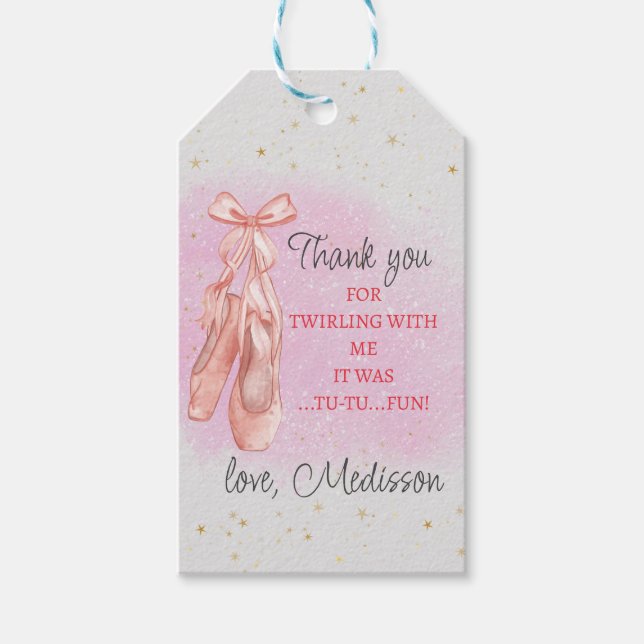 Etiqueta Para Presente Ballerina Pink Balé Slippers favor (Frente)