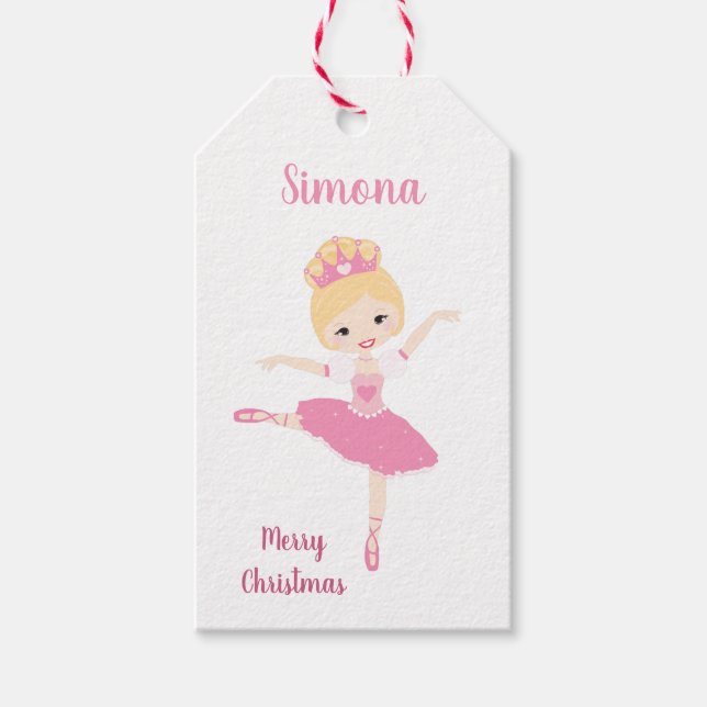 Etiqueta Para Presente Ballerina-princesa, árvore de Natal (Frente)