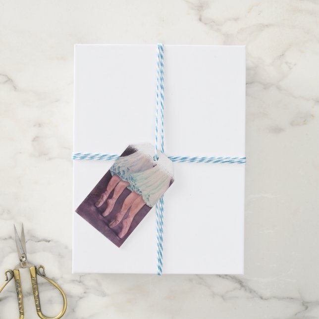 ETIQUETA PARA PRESENTE BALLERINAS EM AZUL (Com cordão)