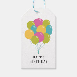Etiqueta Para Presente Balões Coloridos Simples Feliz Aniversário