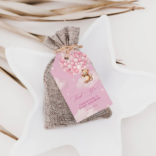 Etiqueta Para Presente Balões cor-de-rosa Chá do Urso de Teddy Muito Obri
