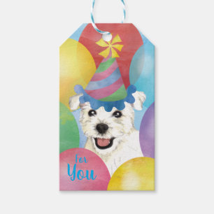 Etiqueta Para Presente Balões de Aniversário Westie Gift Tags