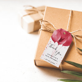 Etiqueta Para Presente Balões de luz vermelha de aniversário obrigado voc