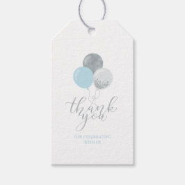 Etiqueta Para Presente Balões de Prata e Azul | Parte Obrigado Marca de F