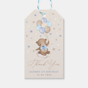 Etiqueta Para Presente Balões de Urso Castanho-Gelado, Bonito Aniversár
