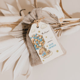 Etiqueta Para Presente Balões de Urso de Pelúcia Azul Baby Shower Obrigad