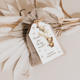 Etiqueta Para Presente Balões de Urso de Pelúcia Obrigado Urso Muito