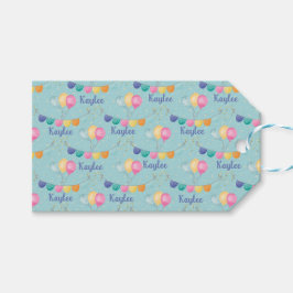 Etiqueta Para Presente Balões e estrelas de aniversário em azul