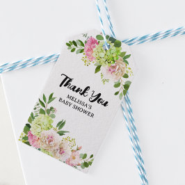 Etiqueta Para Presente Balões florais cor-de-rosa, hidrangea verde