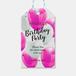 Etiqueta Para Presente Balões Rosa e Branco Agradecimento Festa de Aniver