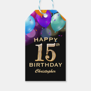 Etiqueta Para Presente Baloões Pretos e Dourados para Festa de Aniversári