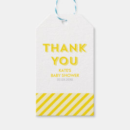 Etiqueta Para Presente Bandas Amarelas Modernas Obrigado Chá de fraldas