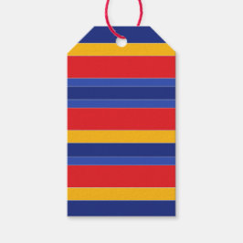 Etiqueta Para Presente Bandas Coloridas Elegantes, Amarelo Azul Vermelho