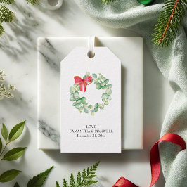 Etiqueta Para Presente Bandas de Presente Natal Watercolor Wreath