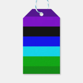Etiqueta Para Presente Bandas roxas, pretas, azuis e verdes