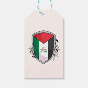 Etiqueta Para Presente Bandeira da Palestina e Ramos Olivais