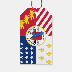 Etiqueta Para Presente Bandeira de Detroit, Michigan Gift Tags