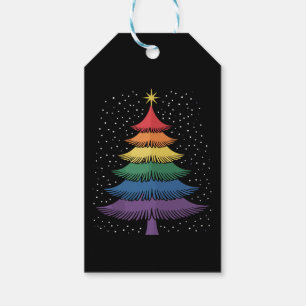 Etiqueta Para Presente Bandeira do Arco-íris de Camisa de Natal do Orgulh