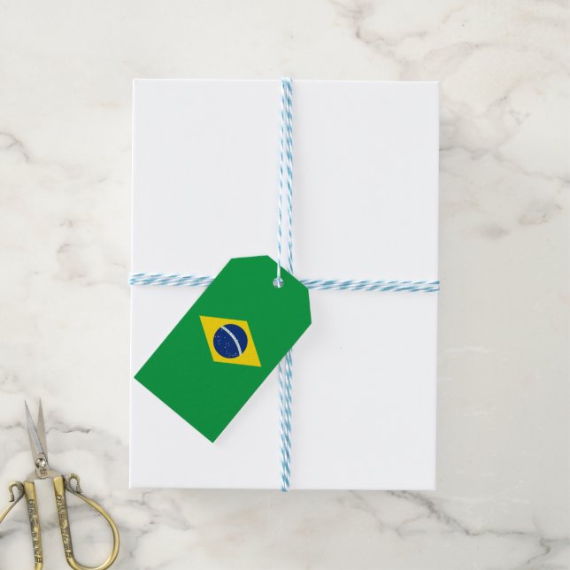 Etiqueta Para Presente Bandeira do Brasil (Com cordão)
