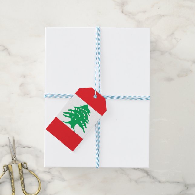 Etiqueta Para Presente Bandeira do Líbano (Com cordão)