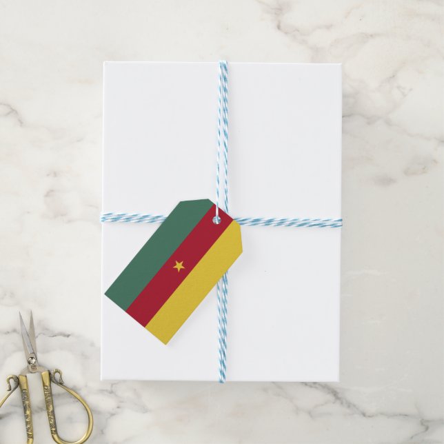 Etiqueta Para Presente Bandeira dos Camarões (Com cordão)