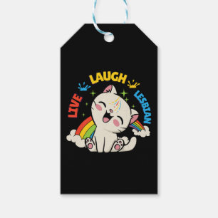 Etiqueta Para Presente Bandeira Lésbica Ri Rir Gato Arco-íris Mês do Orgu