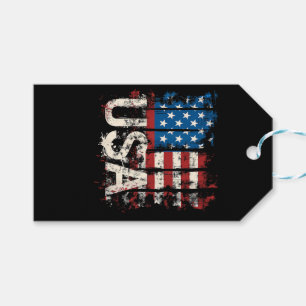 Etiqueta Para Presente Bandeira Retro-Americana EUA 4 de julho