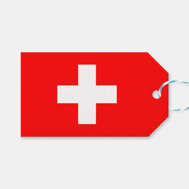 Etiqueta Para Presente Bandeira Suíça (Suiça) (Frente (horizontal))