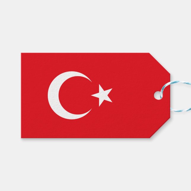 Etiqueta Para Presente Bandeira Turca (Turquia) (Frente (horizontal))