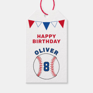 Etiqueta Para Presente Bandeiras de Bunting de Bola de Beisebol Aniversár