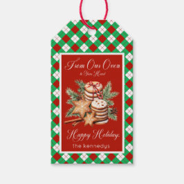 Etiqueta Para Presente Bandeja de cookies de Xadrez Vermelha russa e Verd