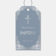Baptism Dusty Blue Silver Elegante Ornamentado Fav