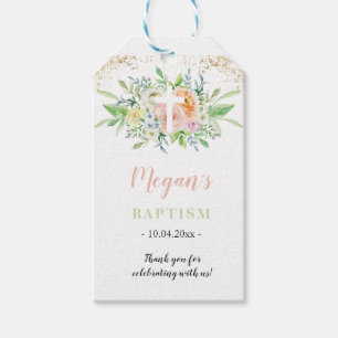 Etiqueta Para Presente Baptism Favor Presente Tag floral Pink