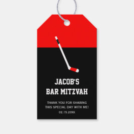 Etiqueta Para Presente Bar de Hóquei Negro Vermelho Mitzvah