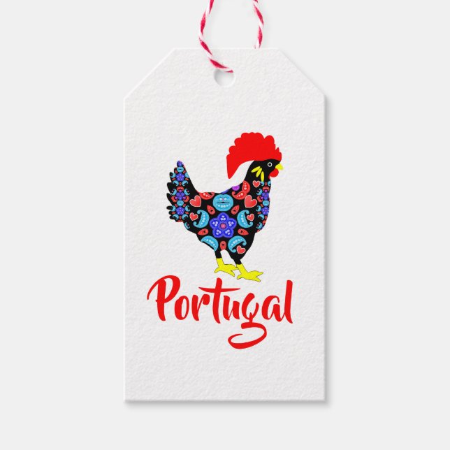 Etiqueta Para Presente Barcelos Rooster Emblema Nacional Português (Frente)