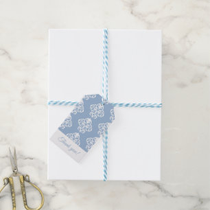 Etiqueta Para Presente Barroco Azul e Branco Obrigado