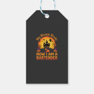 Etiqueta Para Presente Bartender de Halloween Casa Assombrada Bruxa Abóbo