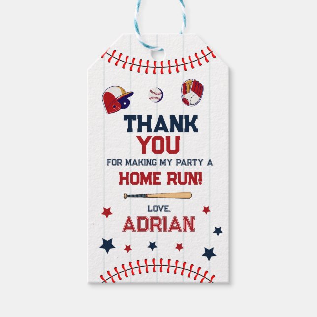 Etiqueta Para Presente Baseball Favor obrigado você Aniversário (Frente)