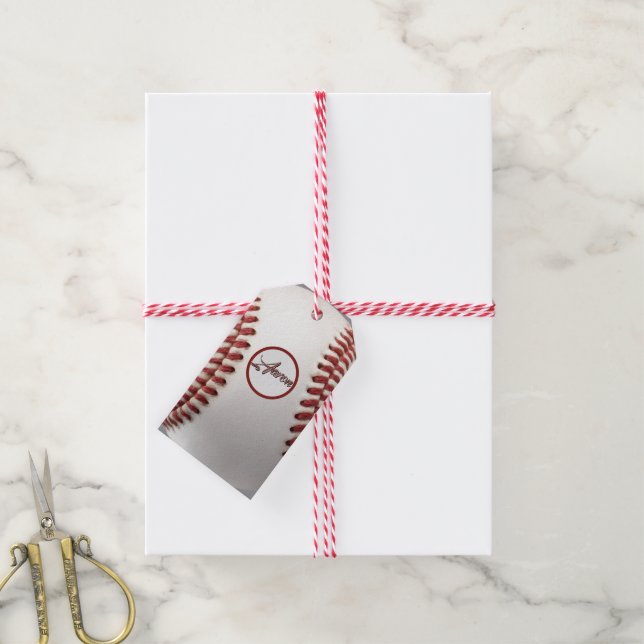 Etiqueta Para Presente Basebol Personalizado (Com cordão)