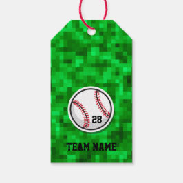 Etiqueta Para Presente Basebol TIME Equipe NOME Grama Verde Pixelada
