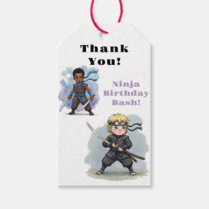 Etiqueta Para Presente Bash de aniversário do Karate Ninja Obrigado