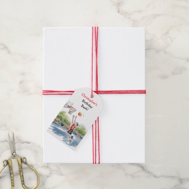 Etiqueta Para Presente Bash de Aniversário: Hoops e Hype Obrigado (Com cordão)