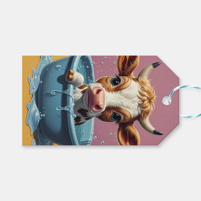 Etiqueta Para Presente Bath-time Buddies animais em um banho (Frente (horizontal))