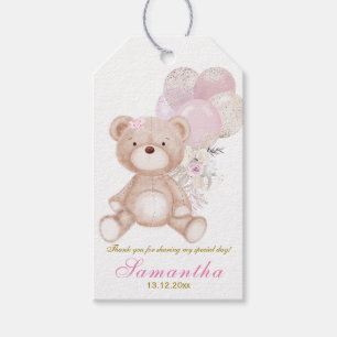 Etiqueta Para Presente Batismo Bears Pink Girl Obrigado