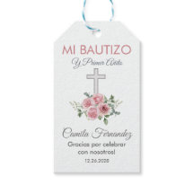 Batismo bonito e as primeiras rosas cor-de-rosa de