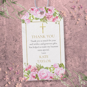 Etiqueta Para Presente Batismo Crisma Rosa Floral