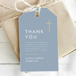 Etiqueta Para Presente Batismo Cruz de Ouro Minimalista Moderna