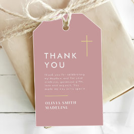 Etiqueta Para Presente Batismo Cruz Dourada Minimalista Moderna