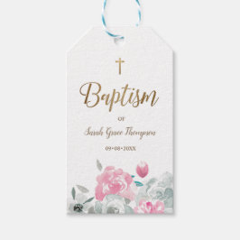 Etiqueta Para Presente Batismo de Bebê Flores Aquarela Boho Chic